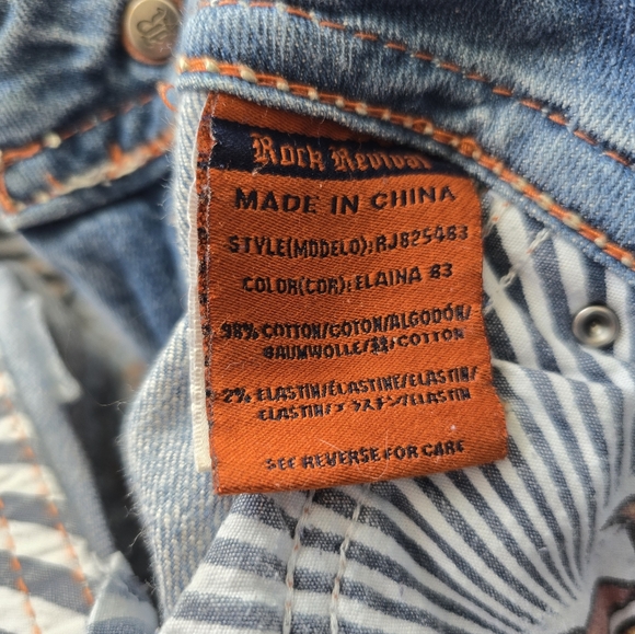 Rock Revival Elaina Boot Distressed Denim Jeans Size 29X31 - Picture 9 of 16